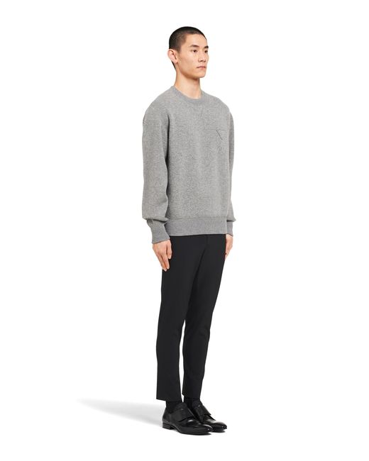 Prada Gray Long Sleeved Crewneck Sweater for men