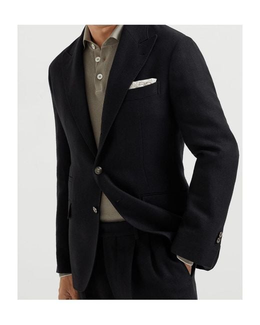 Brunello Cucinelli Black Peak-Lapel Blazer for men