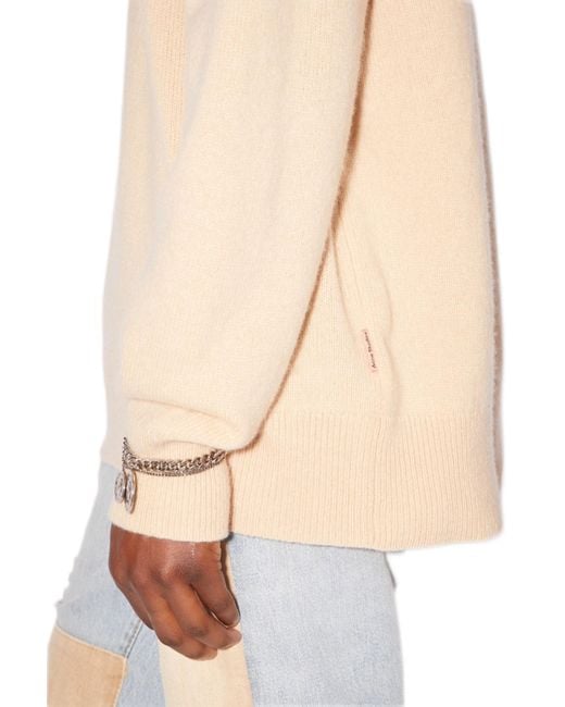 Acne Natural Ribbed-Knit V-Neck Sweater for men