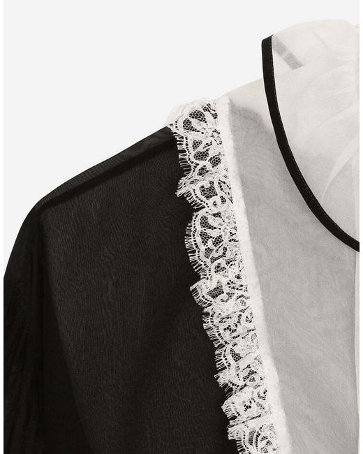 Dolce & Gabbana Black Ruffle Detailed Chiffon Shirt