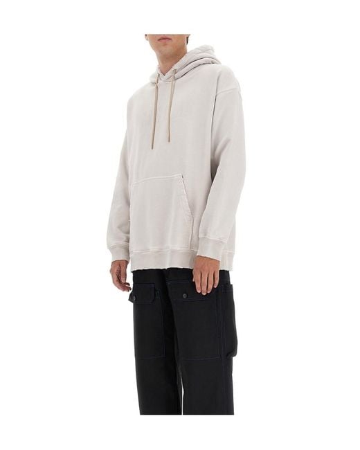 MSGM White Distressed Effect Drawstring Hoodie for men