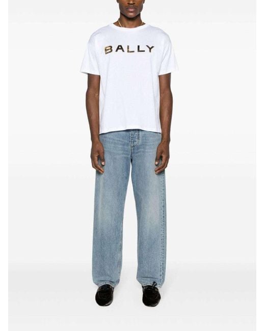 Bally White Logo Printed Crewneck T-Shirt for men