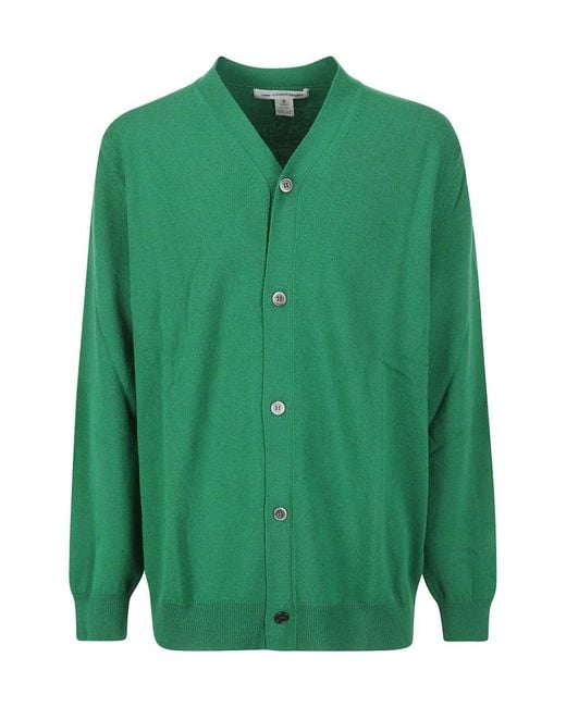Comme des Garçons Green Comme Des Garçons Shirt V-Neck Knitted Cardigan for men