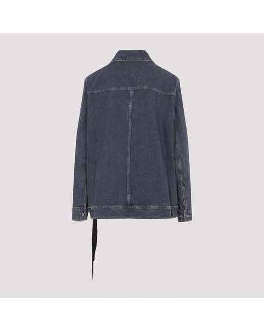 Rick Owens Blue Denim Buttoned Overshirt for men