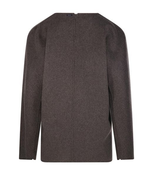 Max Mara Brown 'S V-Neck Long-Sleeved Blouse