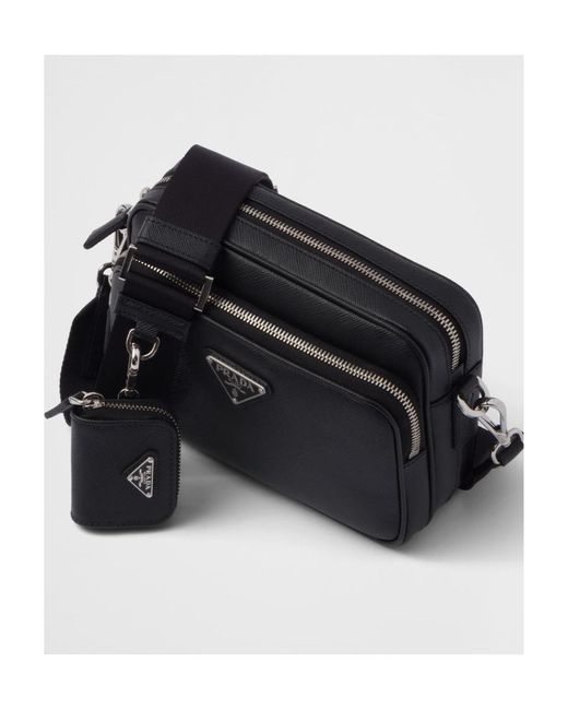 Prada Black Triangle-Logo Zipped Shoulder Bag for men