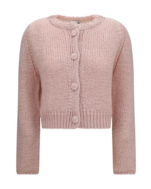 Forte_forte Pink Chunky Knit Buttoned Cardigan