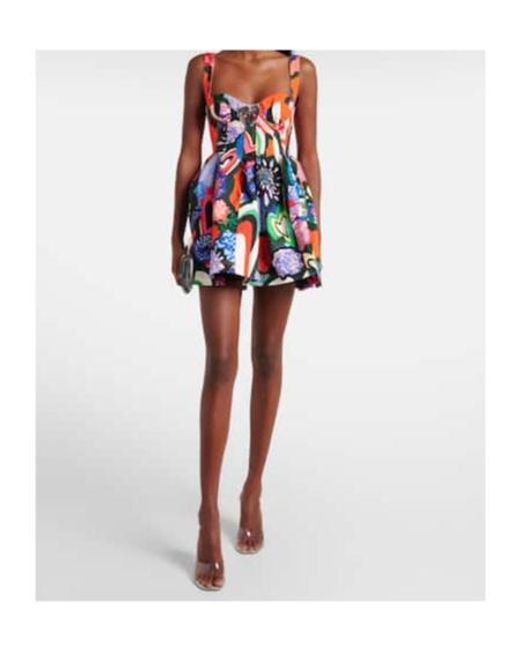 Area Red Printed Cotton Minidress