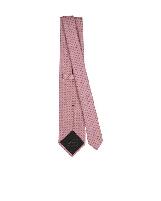Brioni Pink And Micro Motif Jacquard Silk Tie for men