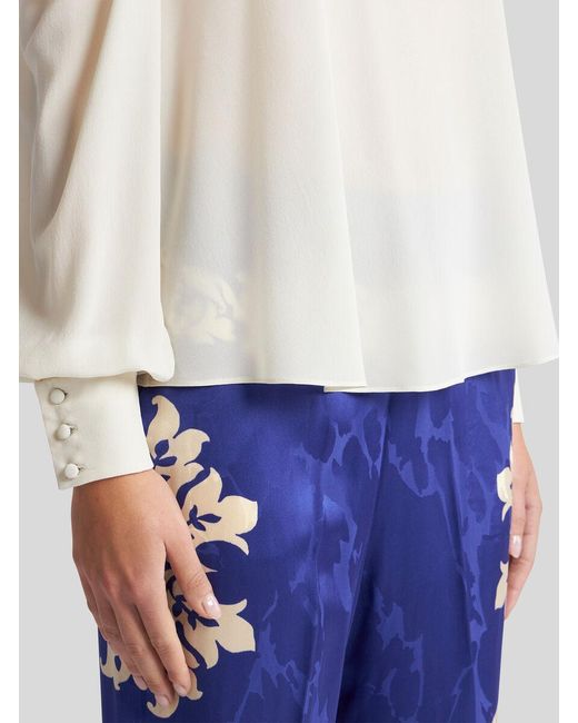 Etro White Silk Top With Open Shoulders And Ruffles