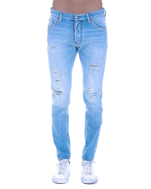 DSquared² Blue Faded Effect Straight Leg Jeans for men