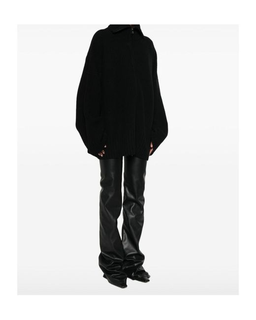 Frankie Shop Black Ribbed-Knit Zip-Up Cardigan
