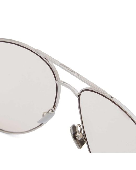 Saint Laurent White Eyewear Classic 11 Aviator Sunglasses