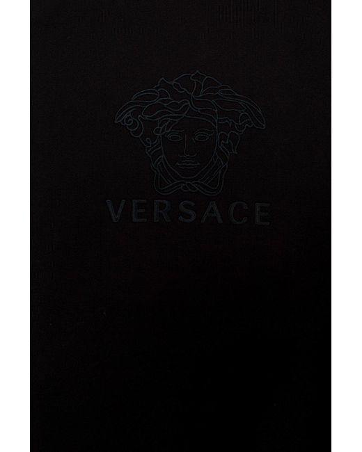 Versace Black Embroidered Sweater With Logo for men