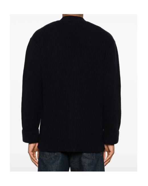 A.P.C. Blue Buttoned V-Neck Cardigan for men