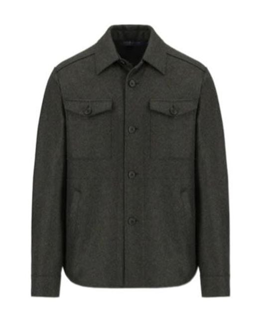 Harris Wharf London Black Cashmere Shirt Jacket for men