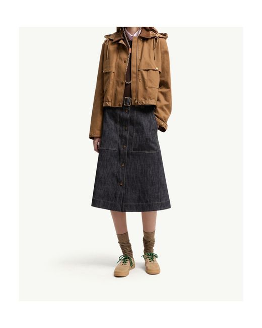 Moncler Blue Buckled Button Detailed Skirt