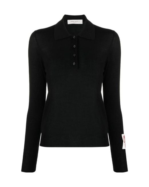 Golden Goose Deluxe Brand Black Long-Sleeved Knitted Polo Shirt