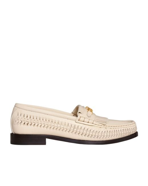 Céline White Luco Braided Loafer