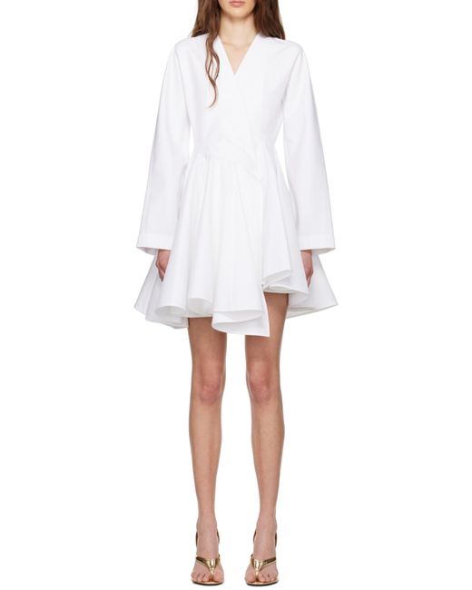 Alaïa White Alaïa Asymmetrical V-Neck Short Dress