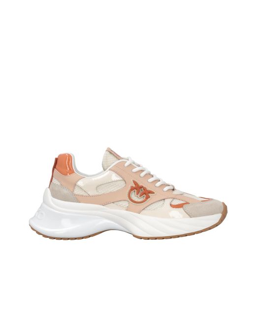 Pinko Pink Logo Patch Lace-Up Sneakers
