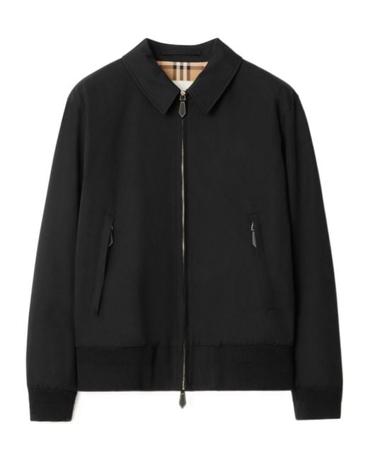 Burberry Black Gabardine Harrington Jacket for men