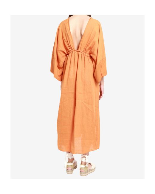 Ottod'Ame Orange Deep V Neckline Dress