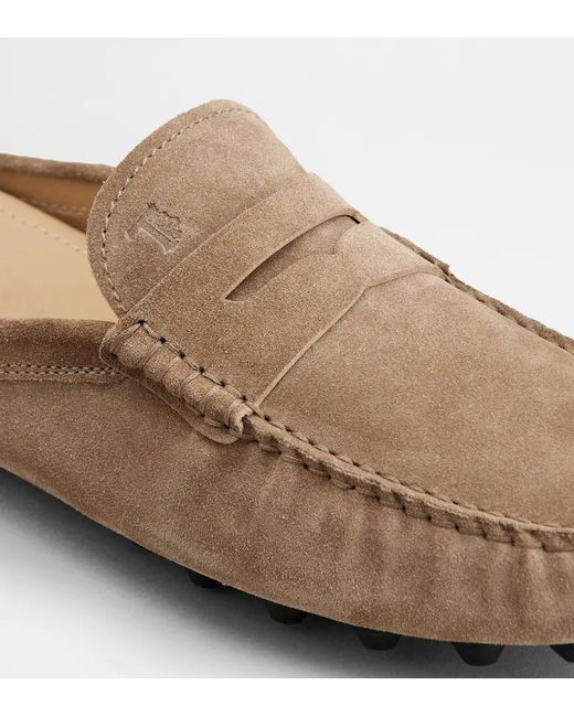 Tod's Brown Gommino Bubble Suede Mules for men