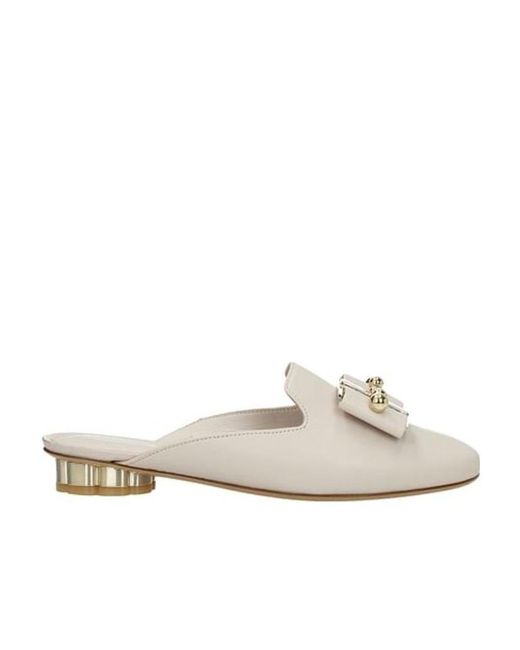 Ferragamo White Bow-Decorated Muller Shoes