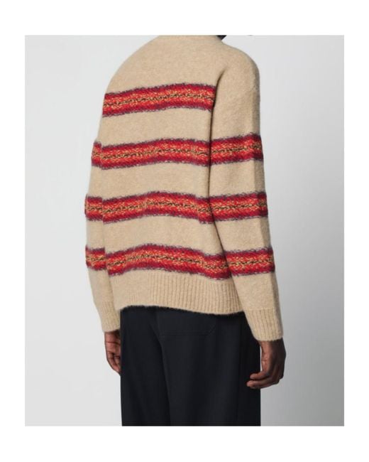 Dries Van Noten Red Striped Wool-Blend Sweater for men