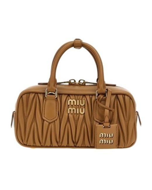 Miu Miu Brown Arcadie Matelassé Nappa Leather Bag