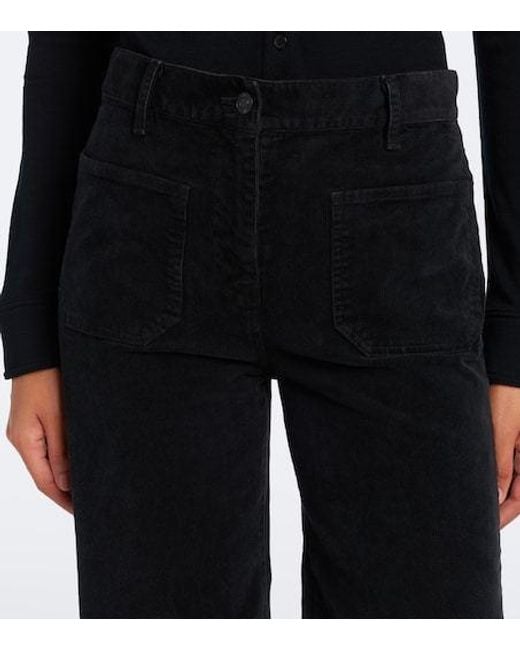 Nili Lotan Black Florence Corduroy Wide-Leg Pants