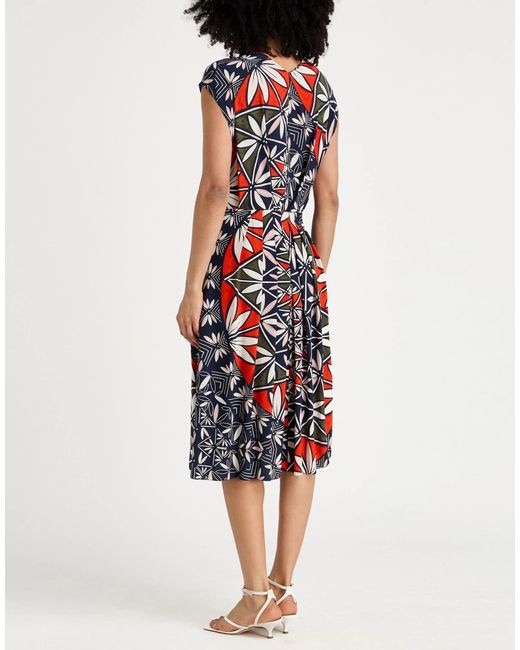Tory Burch Blue V-Neck Floral Wrap Dress
