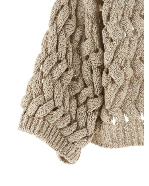 Brunello Cucinelli Natural 'Dazzling Cable' Cardigan