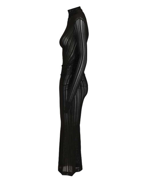 Amazuìn Black Olga Ribbed Long Dress