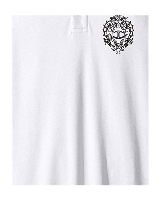 Just Cavalli White Stretch Knitted Polo Shirt for men
