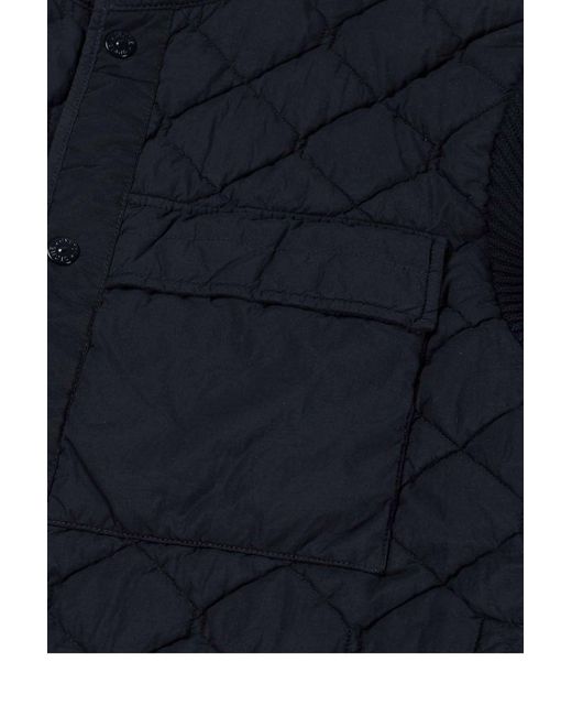 Stone Island Blue Logo Patch Quilted Jacket for men