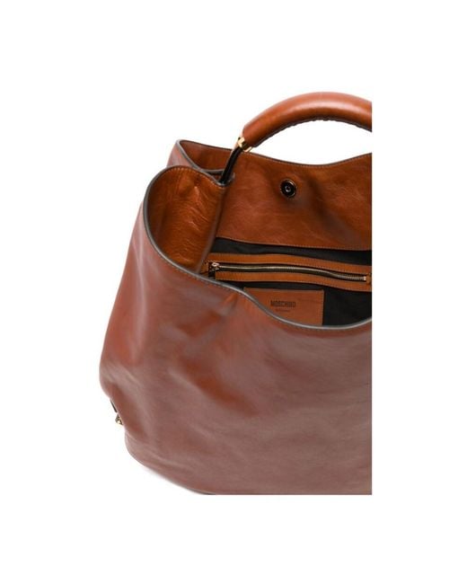 Moschino Brown Handle Leather Shoulder Bag