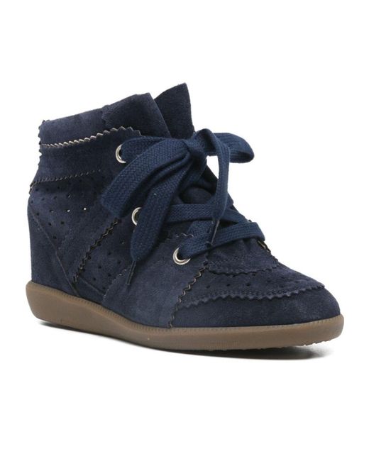 Isabel Marant Blue Bobby Lace-Up Wedge Sneakers