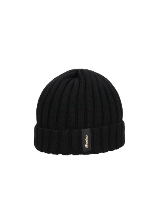 Borsalino Black Cuffed Knitted Hat for men