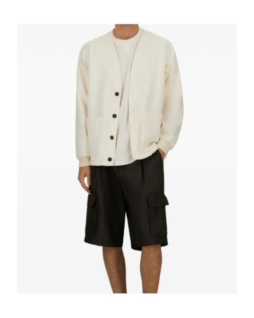 Herno White V-Neck Button Cardigan for men