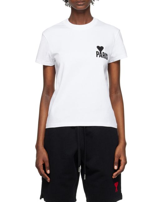 AMI White Logo Detailed Crewneck T-Shirt