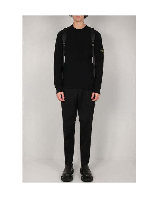 Stone Island Blue Compass Patch Crewneck Jumper for men