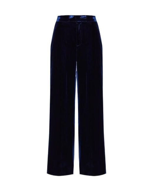 Etro Blue Wide-Leg Velvet Trousers