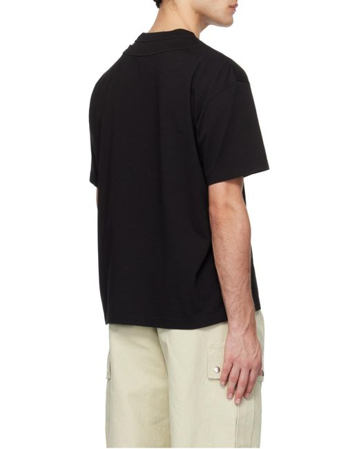 Moncler Black Double Collar Cotton T-Shirt for men