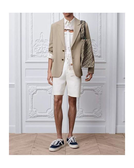 Dior White Logo Patch Chino Shorts for men