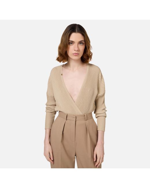 Elisabetta Franchi Natural Long-Sleeved Jumpsuit