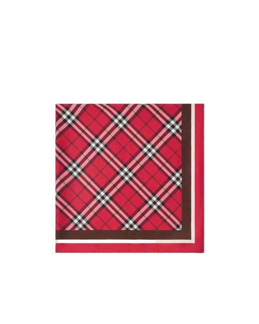 Burberry Red Checked Finished-Edge Scarf