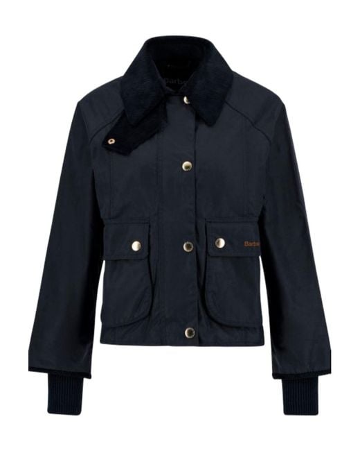 Barbour Blue Cropped Beadnell Waxed Jacket