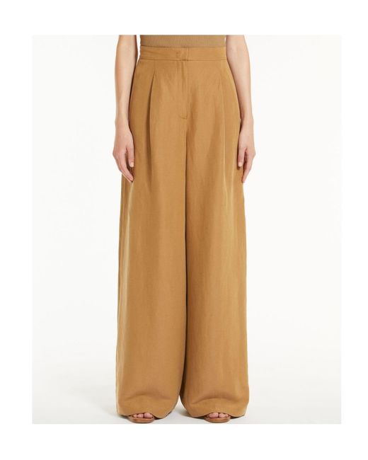 Max Mara Natural High Waisted Wide-Leg Pants
